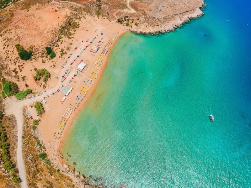 Aerial,Sea,View,Of,Agia,Agathi,Beach,,Rhodes,Island,,Greece,